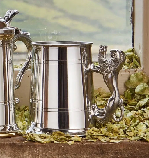 Lion Handle Pewter Tankard