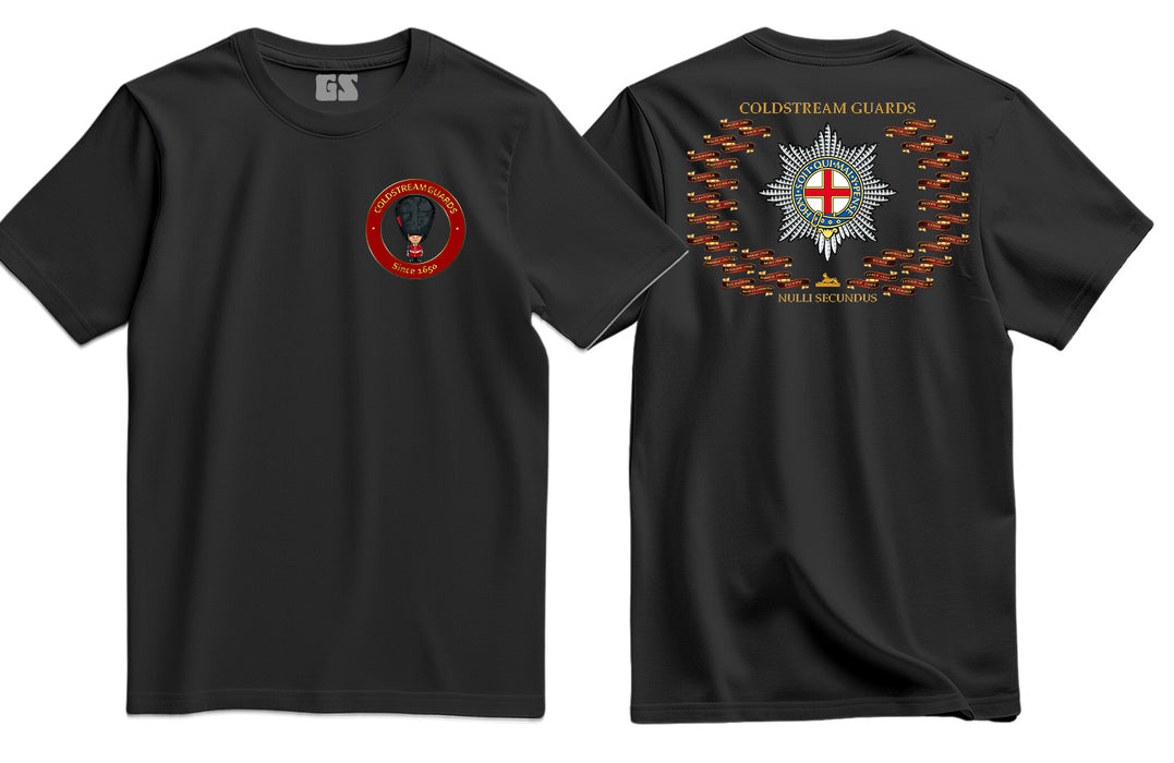 Coldstream Guards on Parade Battle Honours Double side Printed T-Shirt