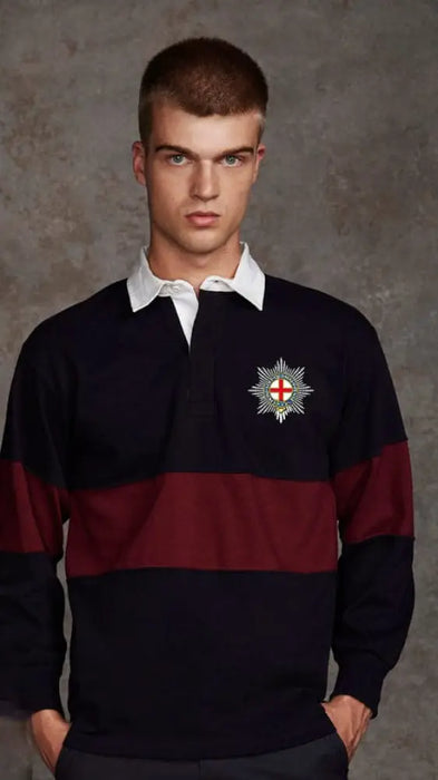 Coldstream Guards Panelled BRB Rugby Shirt Small - 36/38 Inch Chest / Blue-Burgundy-Blue Rugby Shirt