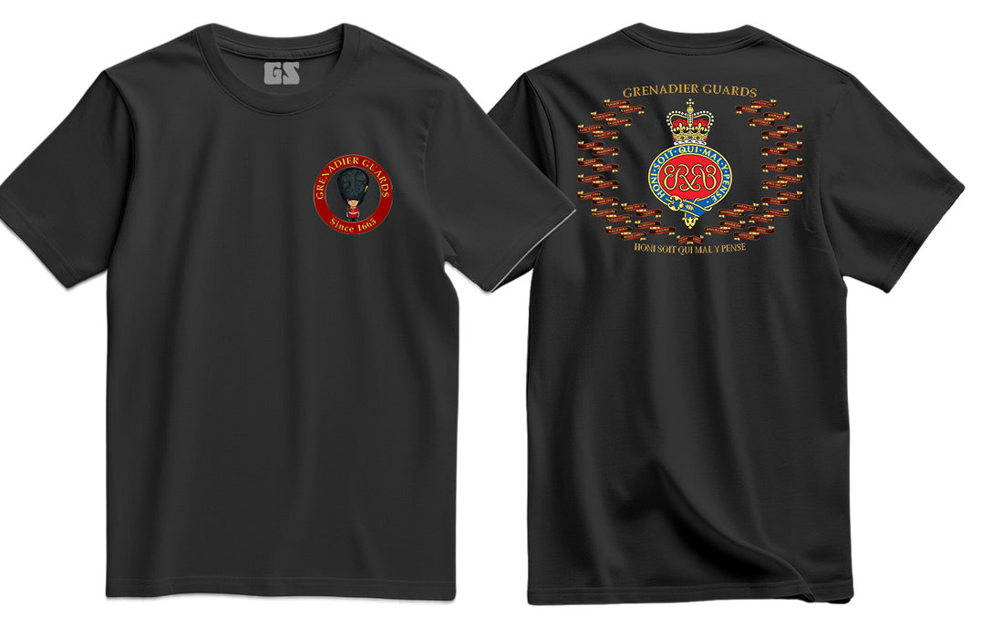 Grenadier Guards on Parade Battle Honours Double side Printed T-Shirt