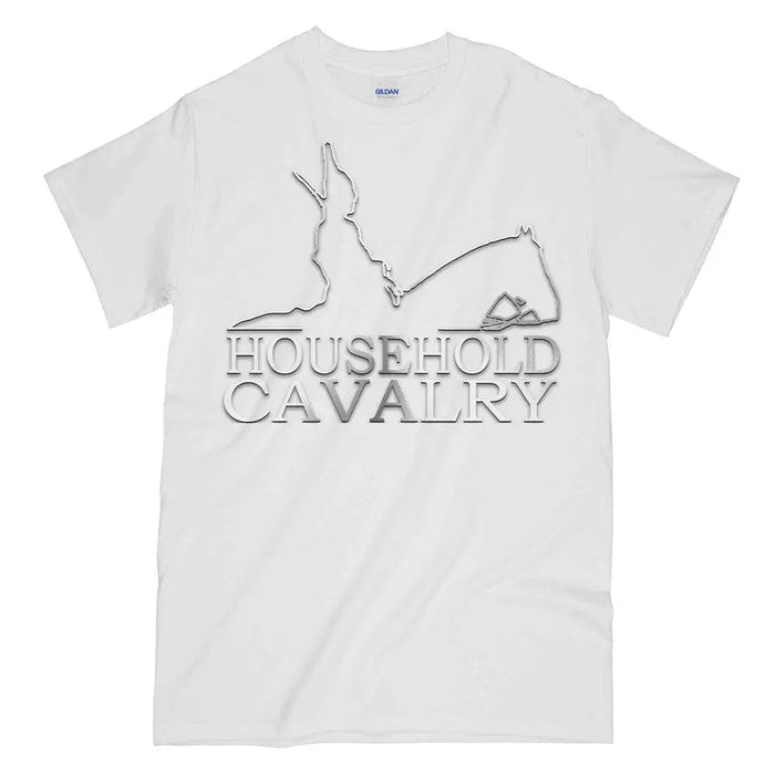 Household Cavalry Horse Guard Printed Polished Metal Affect T-Shirt Small - 34/36’ / White