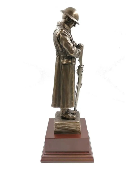 The Lone WW1 TOMMY Cold Cast Bronze Sculpture With Pewter Rifle