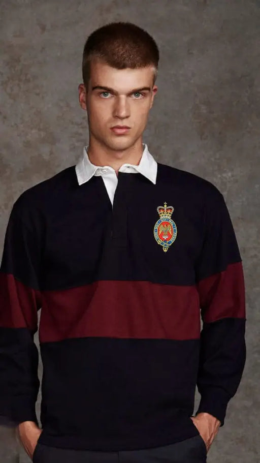 The Blues and Royals Panelled BRB Rugby Shirt Small - 36/38 Inch Chest / Blue-Burgundy-Blue Rugby Shirt