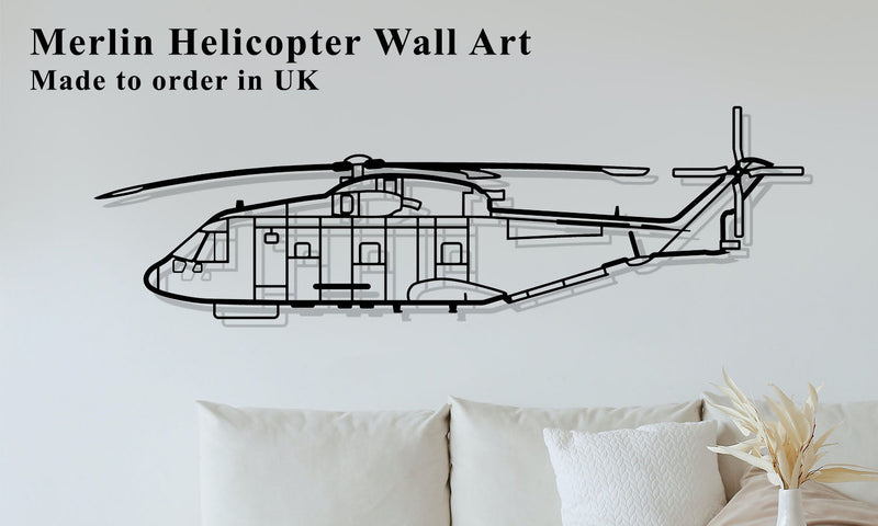 Merlin Helicopter Metal Wall Art