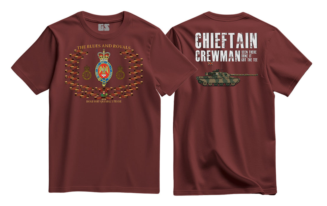 Blues and Royals Battle Hons and Chieftain Crewman Printed T-Shirt