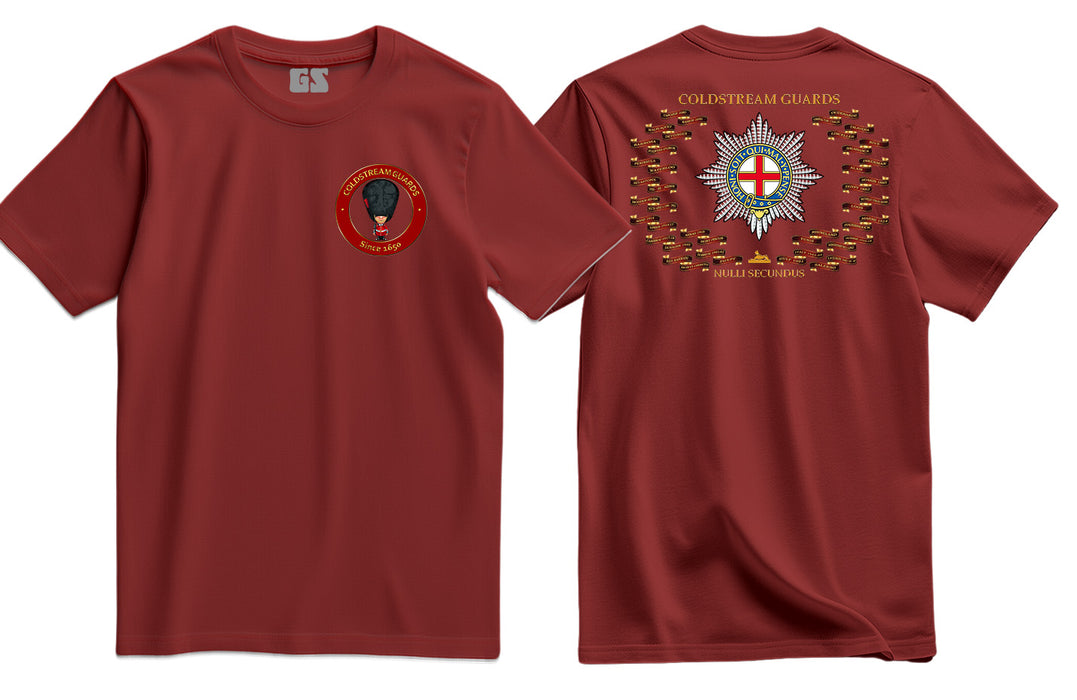 Coldstream Guards on Parade Battle Honours Double side Printed T-Shirt