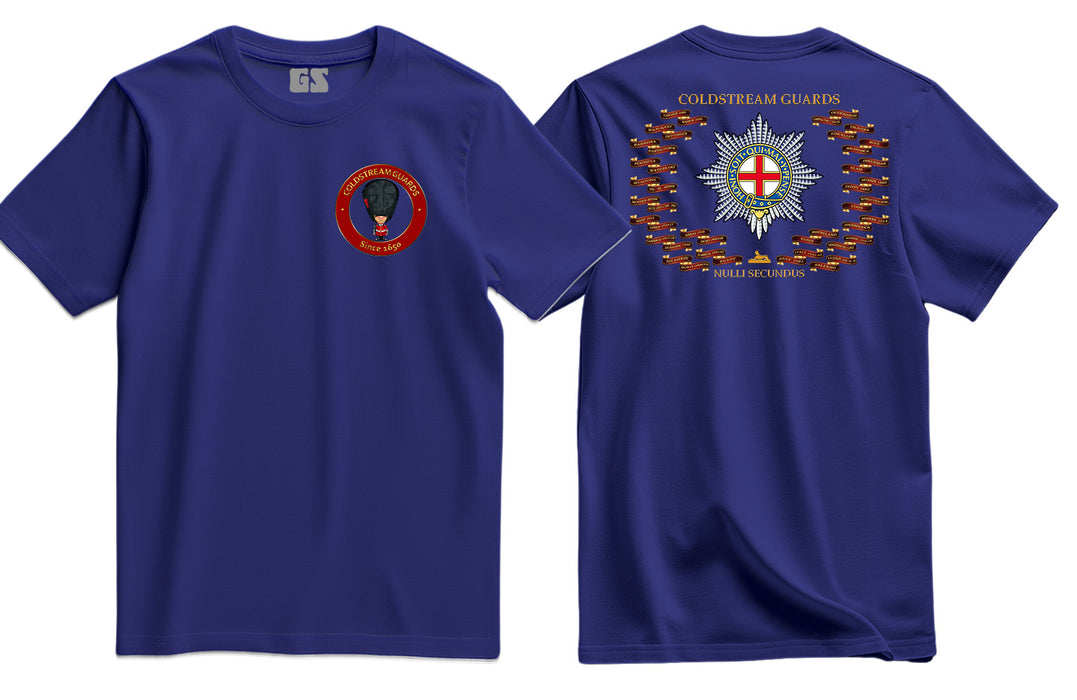 Coldstream Guards on Parade Battle Honours Double side Printed T-Shirt