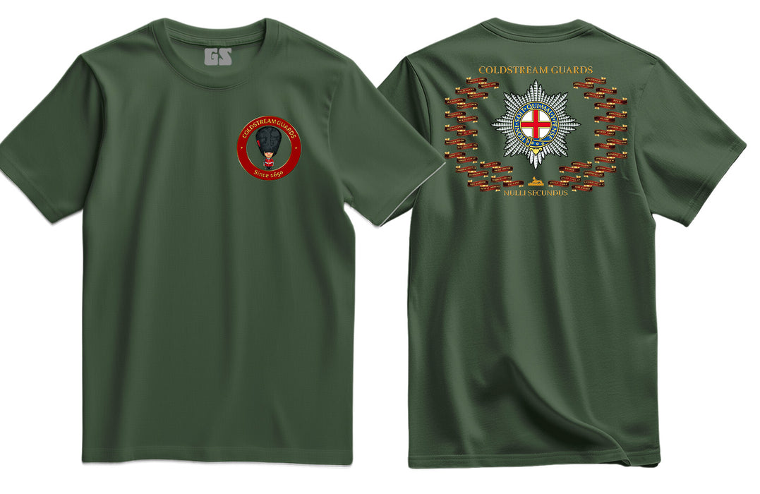 Coldstream Guards on Parade Battle Honours Double side Printed T-Shirt