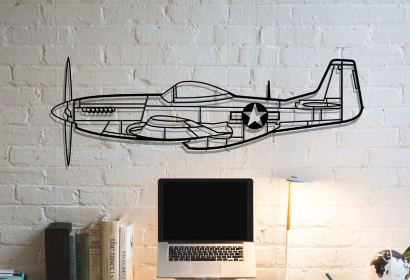 P-51D Mustang Fighter Plane Metal Wall Art