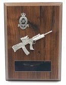 SA80 RIFLE and CAP BADGE Walnut Military Plaque
