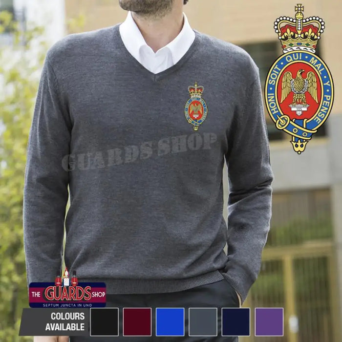 V Neck Sweater - The Blues And Royals Lightweight V Neck Sweater