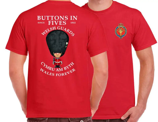 WELSH GUARDS BUTTONS IN FIVE'S DOUBLE PRINT T-Shirt